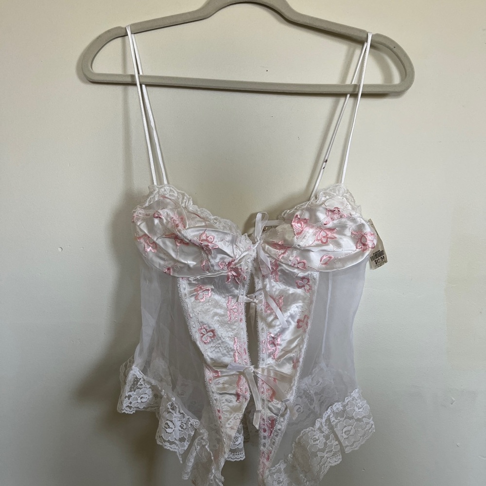 White and Pink Lace Camisole